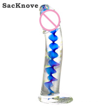 SacKnove YT042 Crystal Anal Plug Massage Stick Female Adult Sex Product Realistic Tentacle Glass Dildo Wand